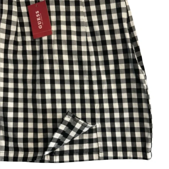 NWT Guess Emilia Gingham Mini Skirt Black White Plaid Size M - Picture 4 of 8